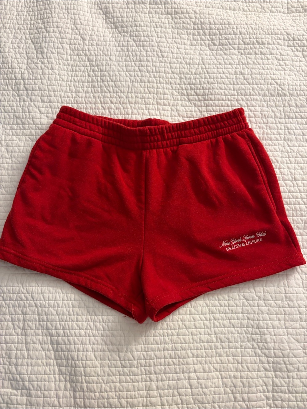Red Athletic Lounge Shorts with Script Logo